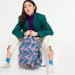 eastpak padded pak'r hátizsák brize leaves pink 03