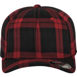 flexfit tartan plaid black red fullcap sapka 03