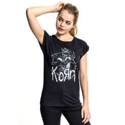 merchcode korn cracked glass ujjatlan női póló black 03